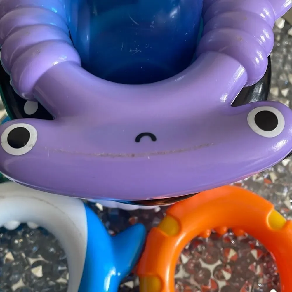 Preowned cute FAO Schwartz stack & sea creature tower 0 month unisex baby toys